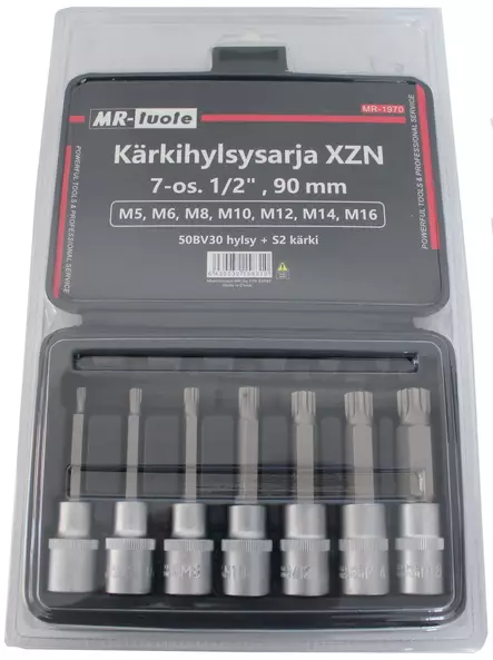 Kärkihylsysarja XZN 7-os. 1/2" 90mm - Hylsysarjat - 6430032158310 - 1
