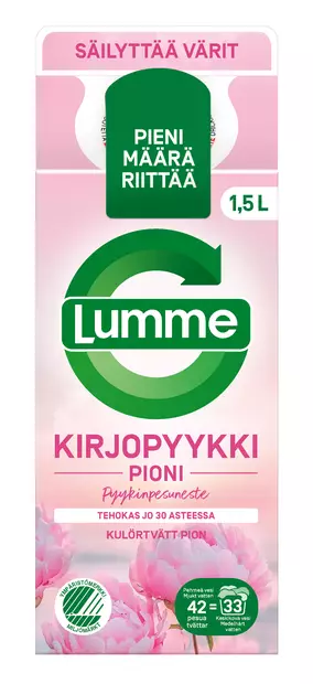 Lumme Kirjopyykki Pioni 1,5L tiivistetty pyykinpesuneste - Pyykinpesu- ja huuhteluaineet - 7046110327210 - 1