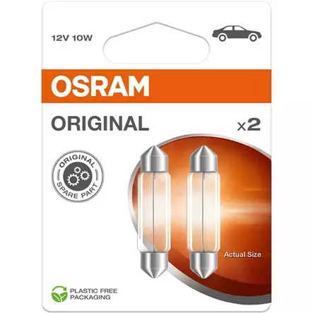 Osram C10W 12V polttimo 2 kpl - Halogen ajovalot ja polttimot - 4062172396080 - 2