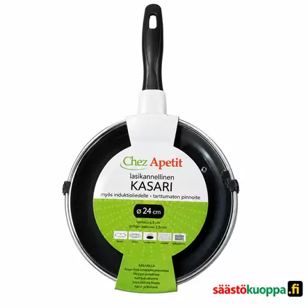 Paistokasari lasikannella 24cm - Kattilat,kasarit ja padat - 6438159020930 - 1
