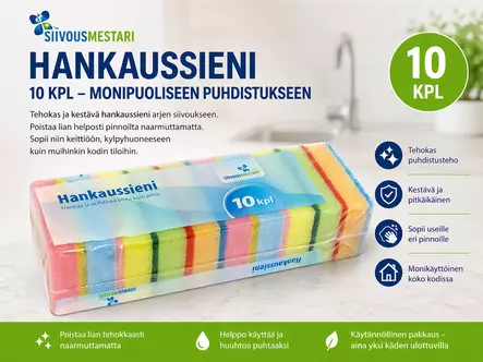Siivousmestari hankaussieni 10kpl/pkt - Hankaussienet ja teräsvillat - 6438159084420 - 1