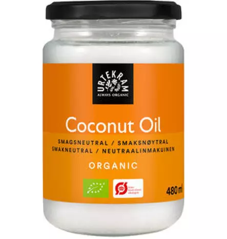 Urtekram luomu neutral coconut oil 480ml - Ruokaöljyt, maustaminen ja makeutus - 5701058013190 - 1