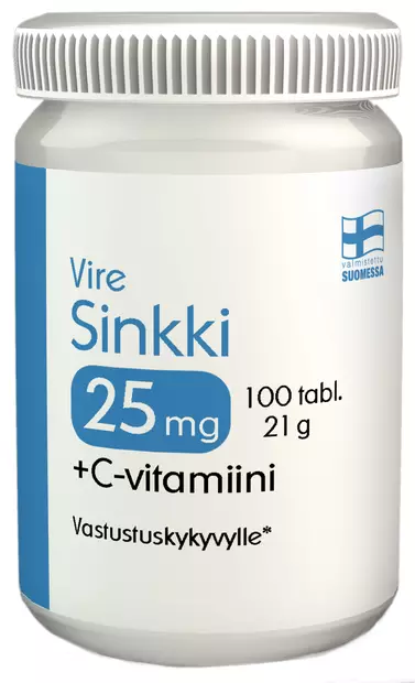 Vire Sinkki 25 mg + C-vitamiini 100 tabl - Vitamiinit ja mineraalit - 6430067845070 - 2