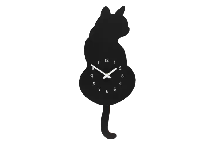 4living seinäkello musta kissa - Seinäkellot - 6410416168340 - 1