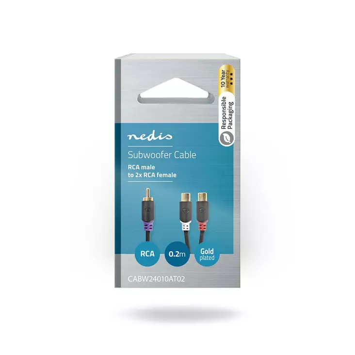Nedis subwoofer-kaapeli RCA-U-2xRCA-N - Audiokaapelit - 5412810265190 - 1