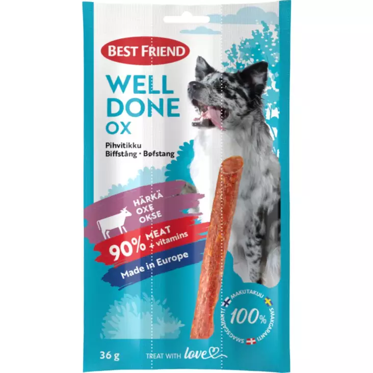 Best Friend Welldone pihvitikku 3-pack 36g härkä - Koiran herkut - 5700551172700 - 1