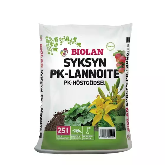 Biolan syksyn PK-lannoite 25L - Puutarhalannoitteet - 6411960054400 - 1