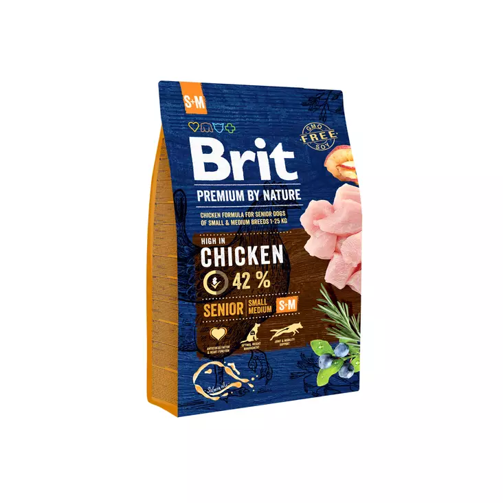Brit Premium by Nature Senior S-M 3kg pienten ja keskikokoisten rotujen iäkkäille koirille - Koiran kuivaruoat - 8595602526390 - 1