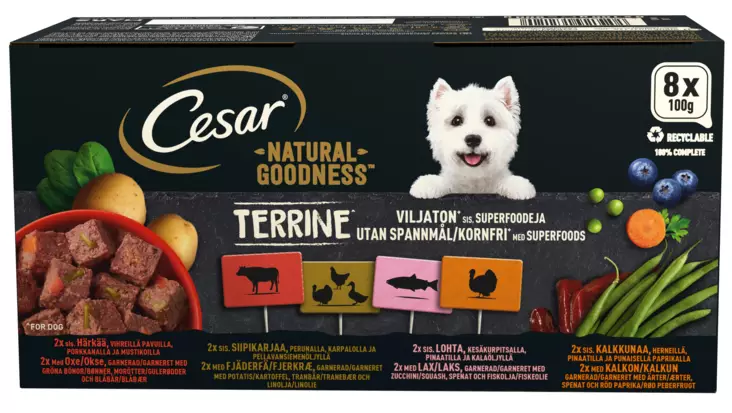Cesar Natural Goodness mureke laj 8x100g - Koiran märkäruoat - 4008429172120 - 1