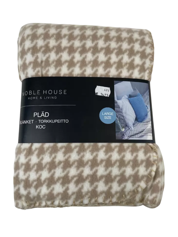 Dogtooth fleeceviltti 130x170cm beige - Viltit - 7318161495430 - 1