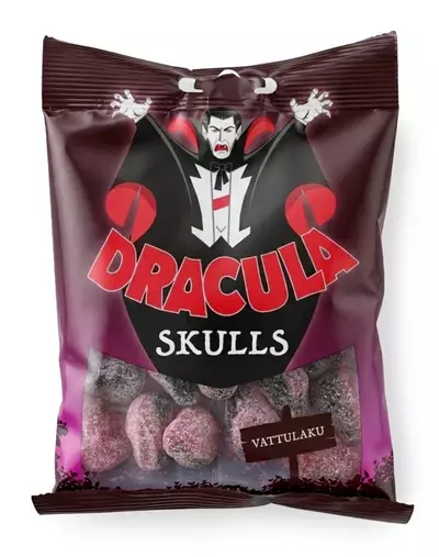 Dracula Vadelma-Salmiakkikallo 65g - Karkit - 6430015391390 - 1