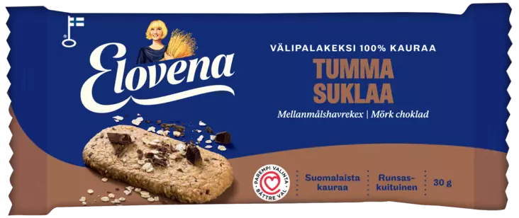Elovena välipalakeksi 30g tumma suklaa - Keksit - 6411200112310 - 1