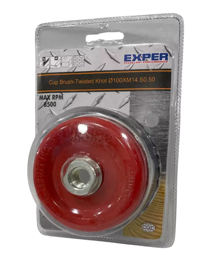 Exper teräskuppiharja 100xM14 - Nailon-ja teräsharjat - 6438081002080 - 1