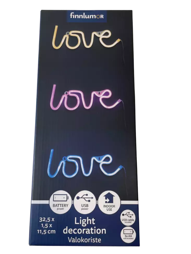 Finnlumor Led-valo teksti love valkoinen - Jouluvalot - 6410416480800 - 1