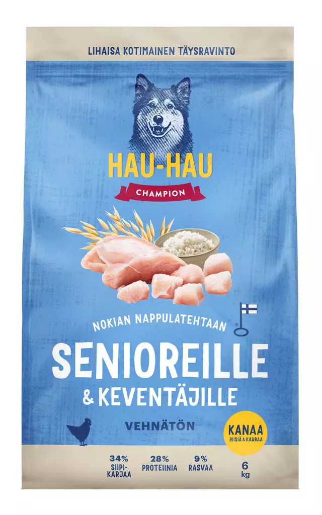 Hau-Hau Champion senior kevyt täysravinto 6kg kanaa, riisiä & kauraa - Koiran kuivaruoat - 6430076899170 - 1