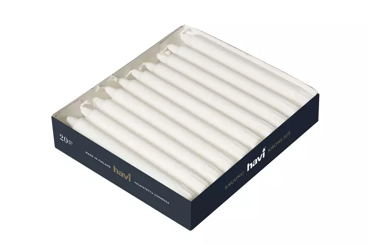 Havi kruunukynttilä 20cm 20kpl valkoine - Kruunu- ja antiikkikynttilät - 6411630700170 - 1
