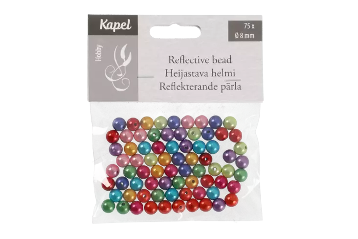 Heijastava helmi 8mm 75kpl värisekoitus - Askarteluhelmet - 6410416086460 - 3