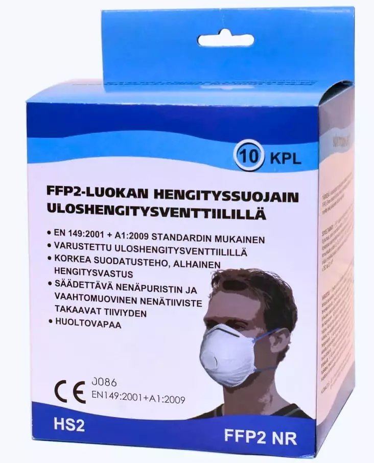 Hengityssuojain venttiilillä FFP2 10kpl - Henkilösuojaimet - 6419746109580 - 1