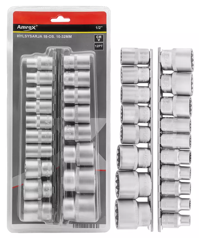 Hylsysarja 1/2" 12PT 10-32 mm 18-os. - Hylsysarjat - 6420286912530 - 1