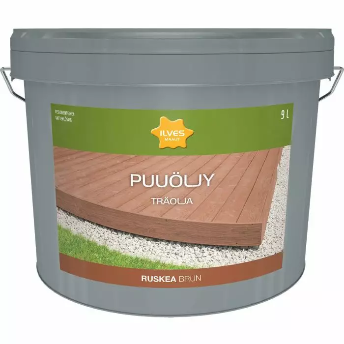 Ilves Puuöljy Ruskea Vesiohenteinen 9L - Puuöljyt - 6430026958940 - 1