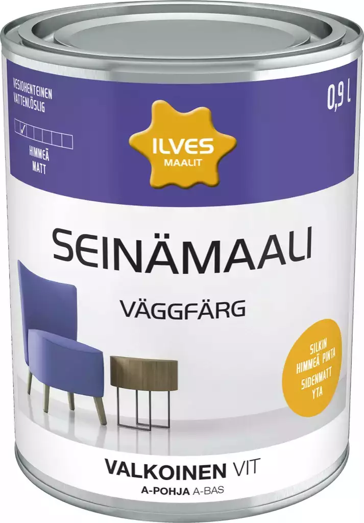 Ilves Seinämaali A-pohja Valkoinen 0,9L - Seinämaalit - 6430026951040 - 1