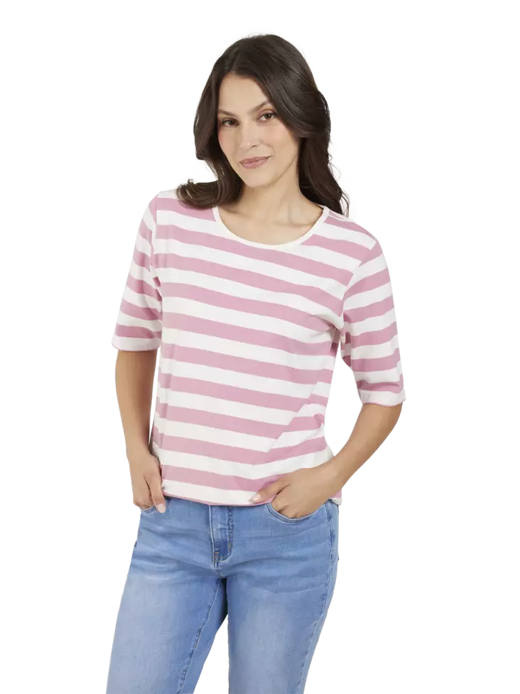 Jensen raitapaita roosa 3/4 hia XXL - Naisten paidat ja puserot - 5713242206240 - 1