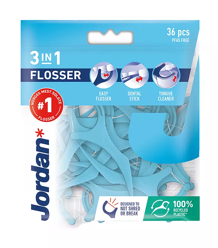 Jordan 3-in-1 Flosser hammaslankain 36kp - Suunhoitotarvikkeet & suuvedet - 7070866038830 - 1