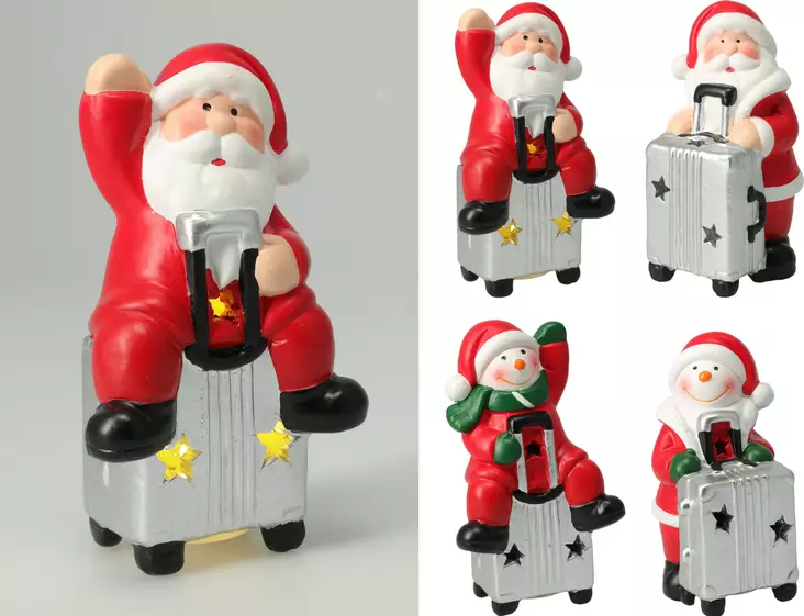 Joulupukki/Lumiukko led valolla 13cm - Joulukoristeet - 8721037618670 - 1