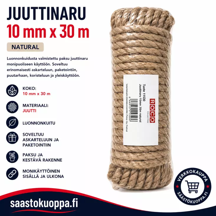 Juuttinaru 10mm/30m - Narut ja köydet - 6438159247160 - 1