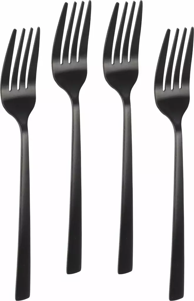 Jälkiruokahaarukka 15cm musta 4kpl - Aterimet - 8721037111300 - 1