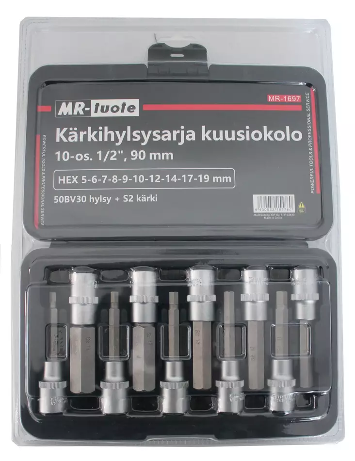 Kärkihylsysarja kuusiokolo 10-os.1/2",90 mm H5-19 - Hylsysarjat - 6430032155760 - 1