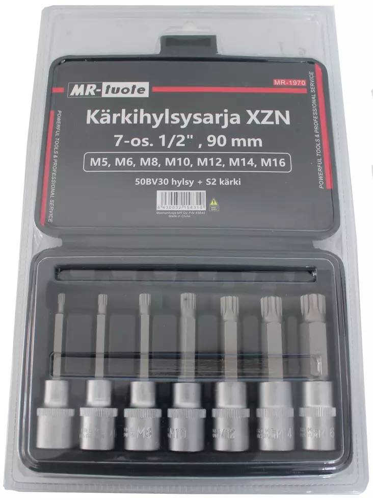 Kärkihylsysarja XZN 7-os. 1/2" 90mm - Hylsysarjat - 6430032158310 - 1