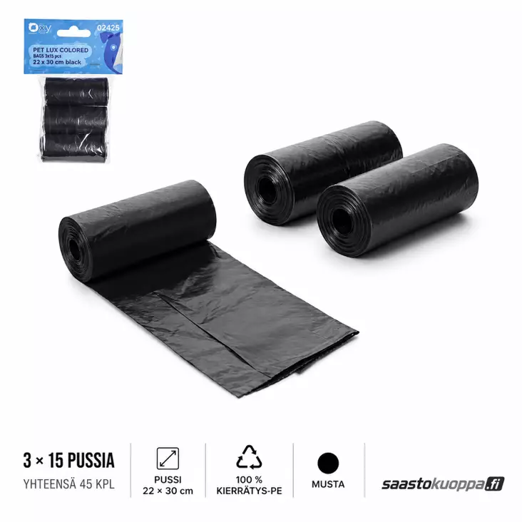 Koirankakkapussit 3x15kpl - Koiran tarvikkeet - 6438159897730 - 1