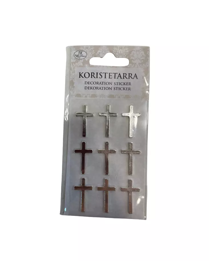 Koristetarra risti hopea 9kpl - Tarrat - 6417715028030 - 1