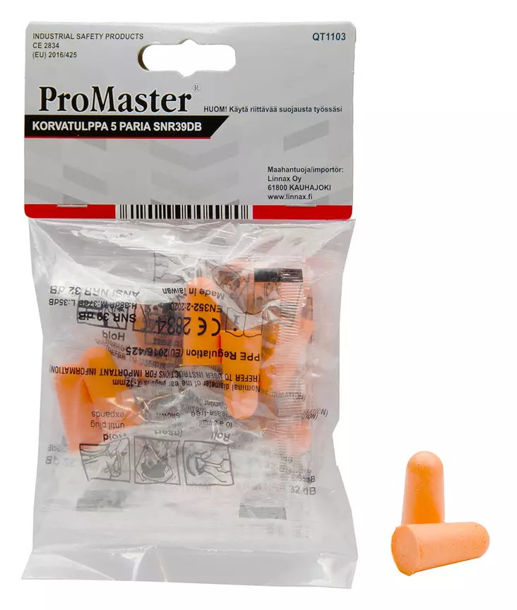 Korvatulppa irto 5pr snr39db ce en352-2 - Henkilösuojaimet - 6420286004990 - 1