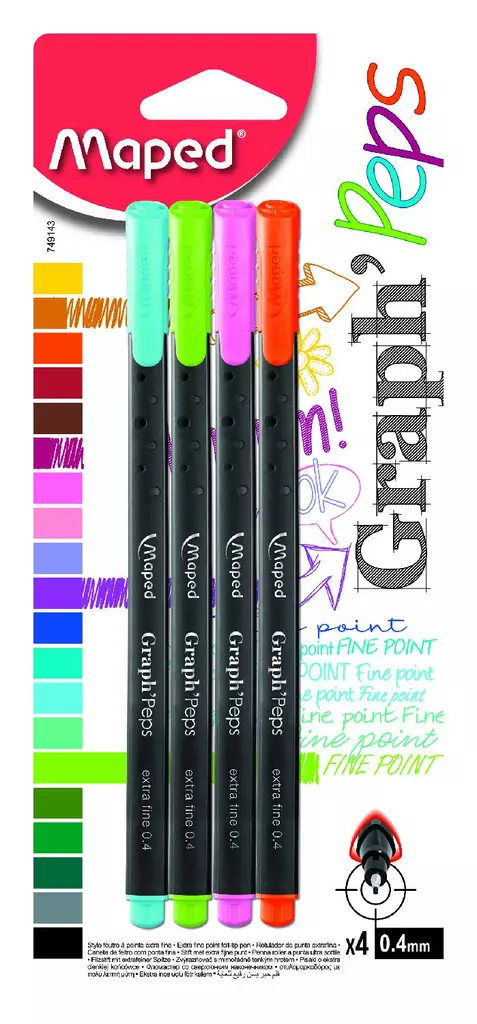 Kuitukynä maped graph peps 4kpl fancy - Mustekynät ja geeliikynät - 3154147491430 - 1