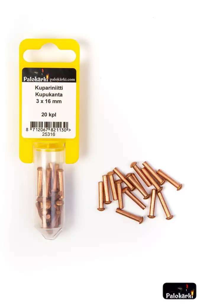 Kupariniitti kupukanta 3x16mm 20kpl - Niitit ja hakaset - 8712067821130 - 1