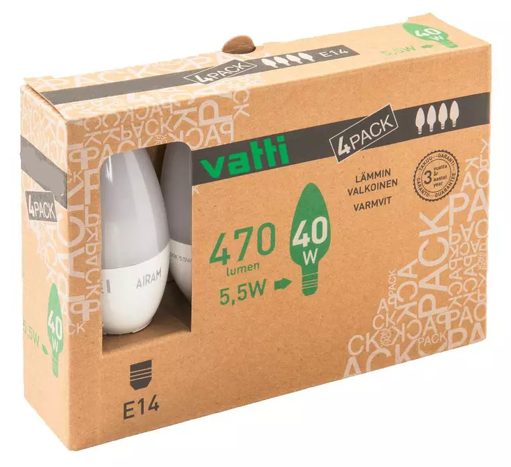 Kynttilälamppu led e14 470lm 4kpl - Led-lamput - 6438168101590 - 1