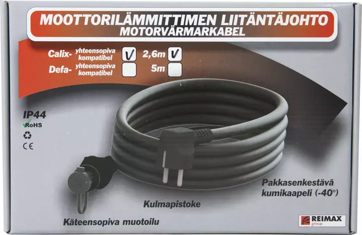 Lämmitinjohto 2,6m Calix-soveltuva - Liittimet ja liitinlajitelmat - 6410000074590 - 1