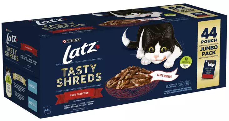 LATZ TASTY SHREDS 44X80G FARM SELECTION - Poistokori - 7613037382020 - 1