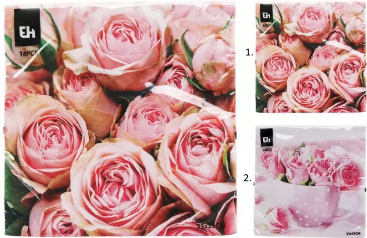 Lautasliina Ruusut 33x33cm - Lautasliinat - 8721037422680 - 1