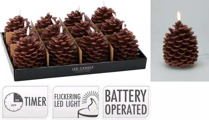 Led kynttilä käpy 13cm - Led-kynttilät - 8720573755900 - 1