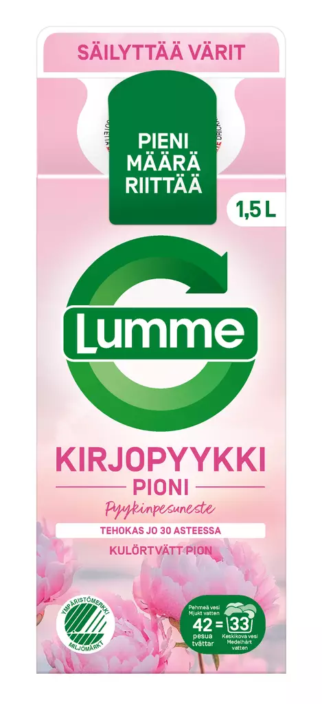 Lumme Kirjopyykki Pioni 1,5L tiivistetty pyykinpesuneste - Pyykinpesu- ja huuhteluaineet - 7046110327210 - 1