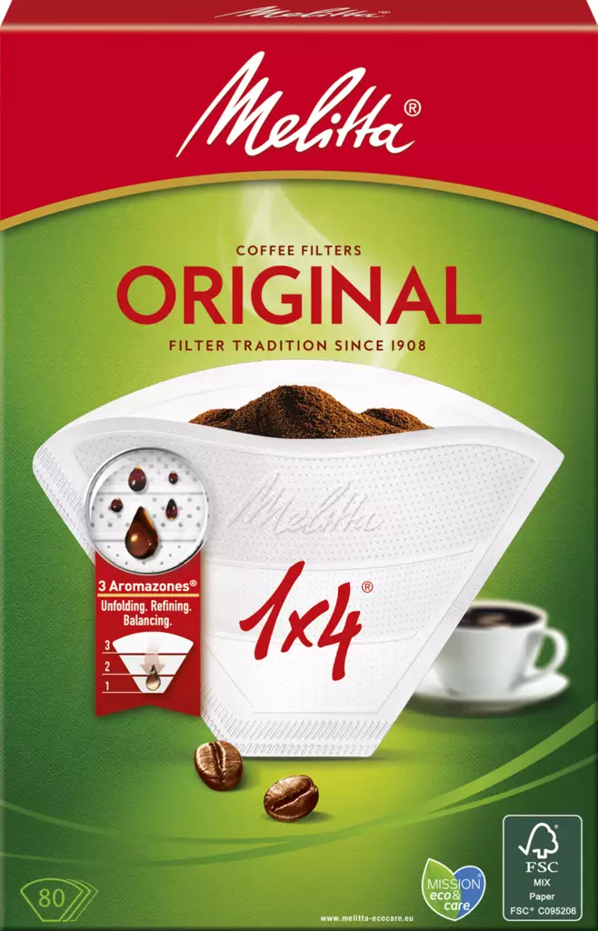 Melitta 1x4/80 valkoinen suodatinpaperi - Suodatintarvikkeet - 4006508200450 - 1
