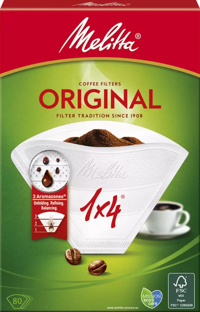 Melitta 1x4/80 valkoinen suodatinpaperi - Suodatintarvikkeet - 4006508200450 - 1