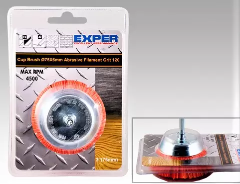 Nailonkuppiharja 75x14 K120 - Nailon-ja teräsharjat - 6438081003810 - 1