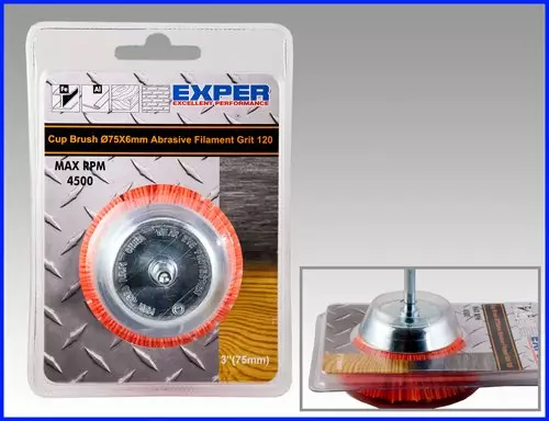 Nailonkuppiharja 75x6mm K120 - Nailon-ja teräsharjat - 6438081003780 - 1