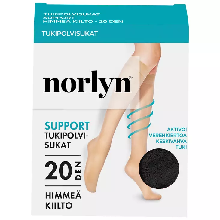 Norlyn support tukipolvisukat 20den black 36-41 - Naisten sukat ja sukkahousut - 7028413006450 - 1