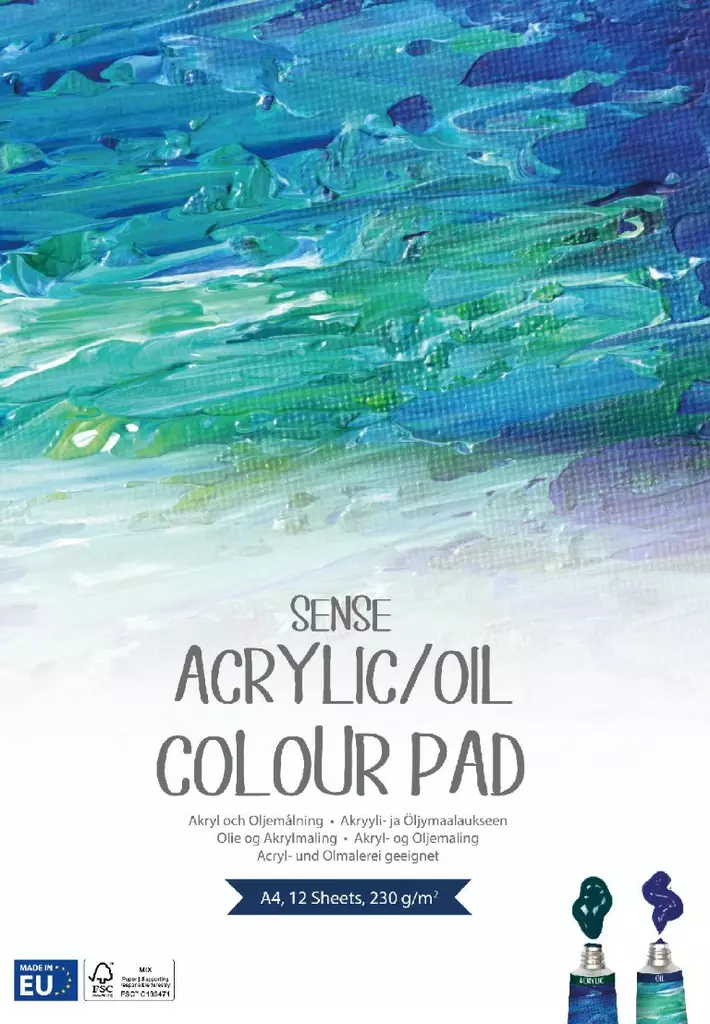 Öljy/akryylivärilehtiö Sense A4 230gr - Vihkot, lehtiöt, muistikirjat - 7312460108800 - 1