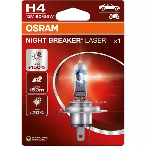 Osram Night Breaker Laser H4 12V 55/60W - Halogen ajovalot ja polttimot - 4062172395700 - 1